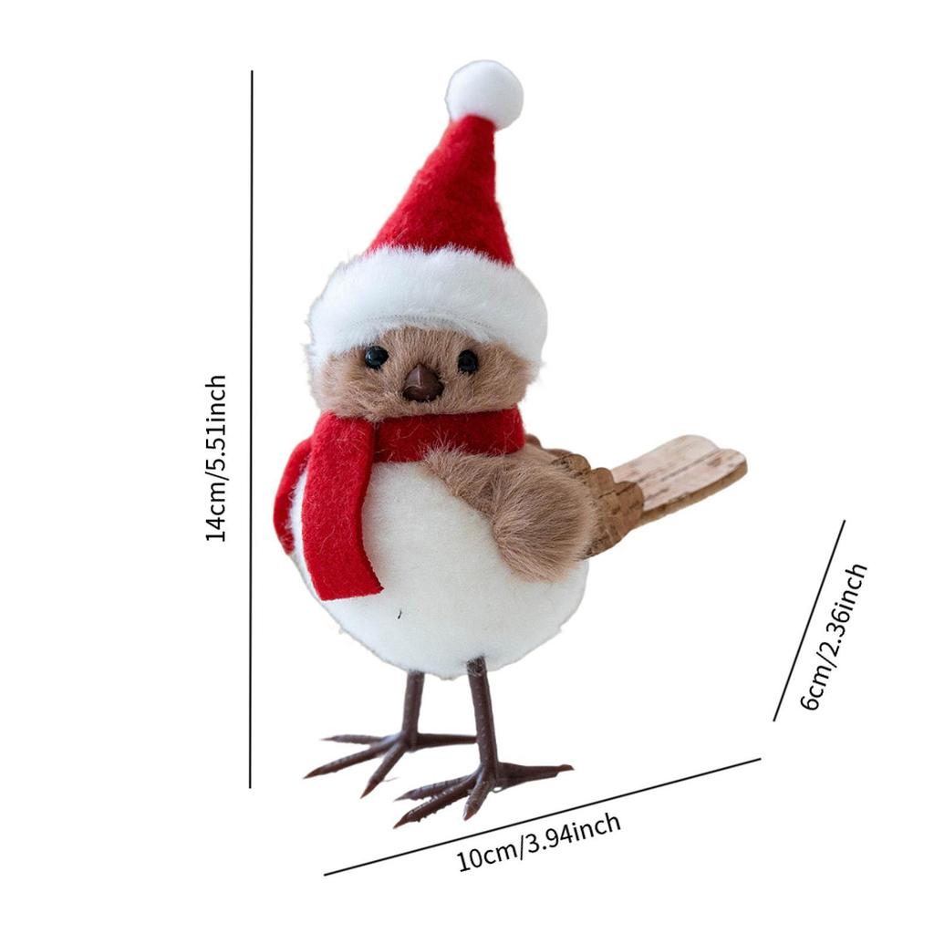 Christmas Table Decorations Bird Figurine Plush Doll Cute Ornamental Bird for Home Holiday Winter Party Decor