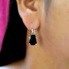 Black Onyx Crystal Coffin Women Earrings, Gemstone & 925 Sterling Silver Handmade Unique Oddity Jewelry, Valentine's Day Gift For Girlfriend