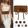 Belt For Women Bowknot Faux Leather Wrap Around Obi Style Cinch Waistband Black Cummerbund Brown Women Wide Corset Belt