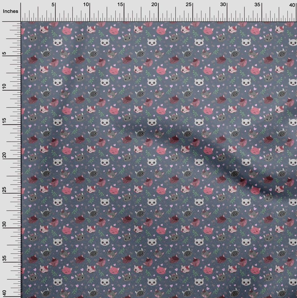 oneOone Ткань Cotton Flex Gray с цветочным принтом и изображением щенков, швейный материал, ткань по ярдам, 40 дюймов