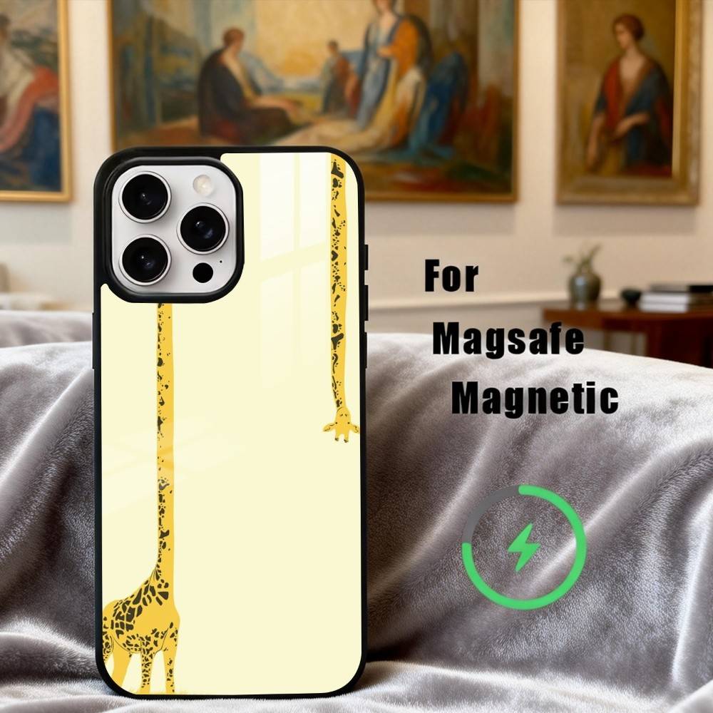 Высокая Жирафа Арт Чехол для Телефона для iPhone 17, 16, 15, 14, 13, 12, 11 Plus, Pro Max Магнитный Для Magsafe Беспроводной Зарядки