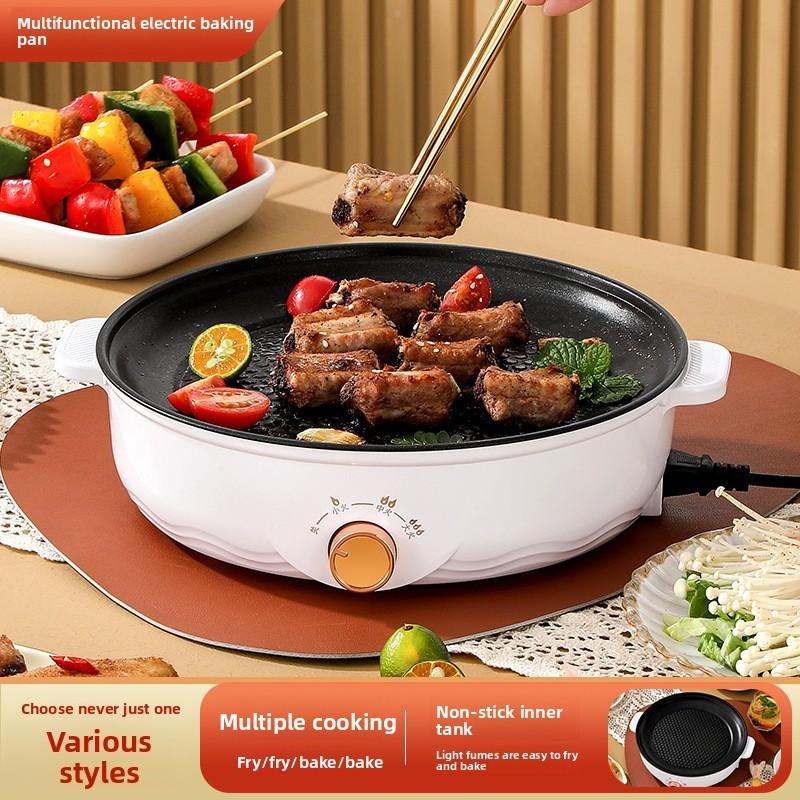 Электрическая сковорода-гриль с антипригарным покрытием для домашнего использования и приготовления пищи для небольшой семьи