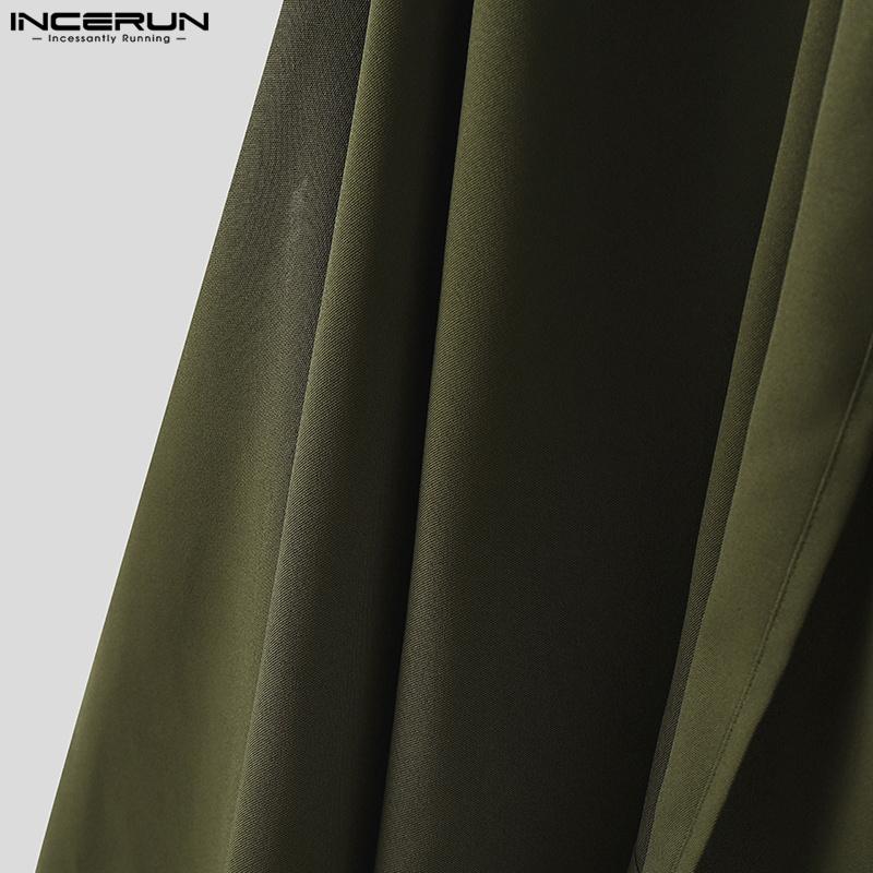 INCERUN Мужские повседневные полупрозрачные брюки-шаровары со шнуровкой и неровными слоями, со складками