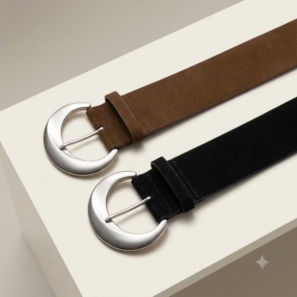 Crescent Buckle Suede Waist Belt Suede Fashion Belt Accessory Y2K Wide Waistband For Women