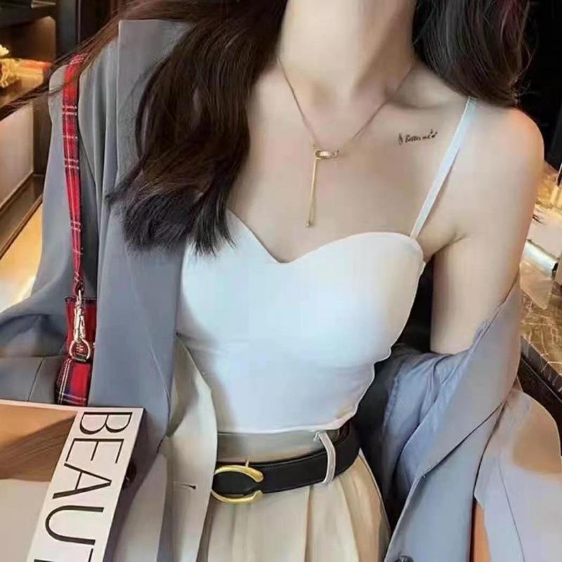 Бесшовные кофточки для женщин, укороченные топы для фитнеса, летние тонкие элегантные сексуальные универсальные повседневные цельные нижнее белье из ледяного шелка, топы на бретелях