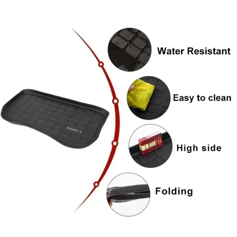 For Tesla Model Y Model 3 2024-23 TPE Car Front Rear Trunk Storage Box Mat Pad Waterproof Protective Liner Trunk Tray Floor Mat