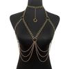 Сексуальная цепочка для тела Женская металлическая цепочка для тела Харнес Ювелирное украшение Декорация Фестиваль Рейв Танцевальный костюм Аксессуары