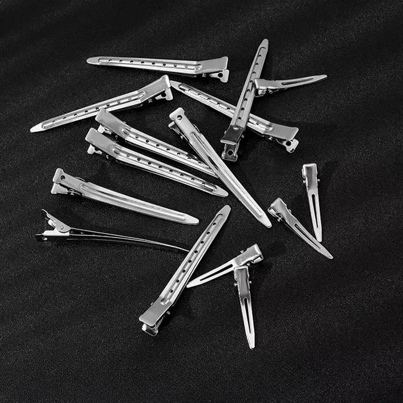 10 шт./лот заколки для волос из крокодиловой кожи заколка для волос в форме утиного клюва нержавеющая металлическая заколка с отверстиями для укладки вьющихся волос разделительный зажим