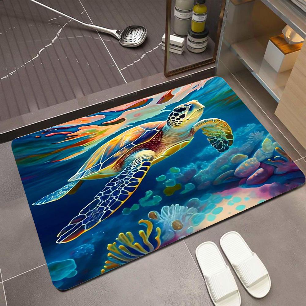 Ковер для гостиной и спальни Bubble Ocean Turtle большого размера, реалистичный дизайн с коралловым элементом, противоскользящий коврик для домашнего декора