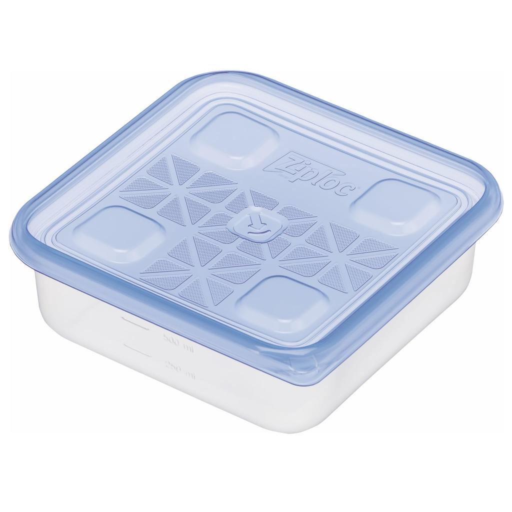 Ziploc [Commercial Use] Ziploc Containers, Square, 700ml, Pack of 10 + 1 Freezer Bag (Medium)