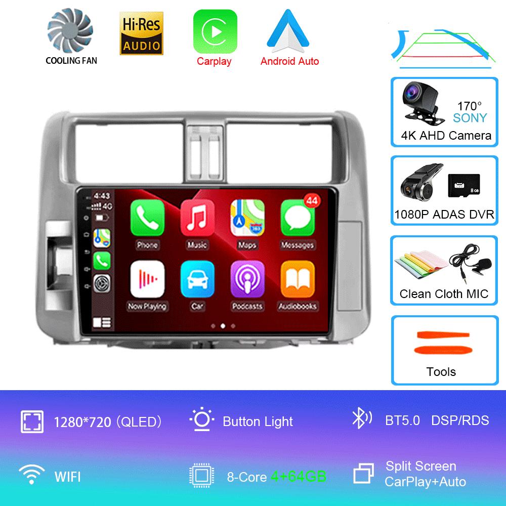 Car Radio Android 14 Carplay Auto For Toyota Land Cruiser Prado 150 2009 - 2013 Navigation GPS Multimedia Player Video Stereo BT