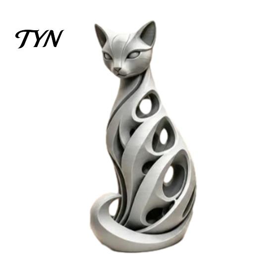 Detailed Resin Sculptures Spiral Cat Sculpture Ornament, Creative Twisted Statue, Artistic Home Tabletop Decor Desktop for Living Room Bedroom Office