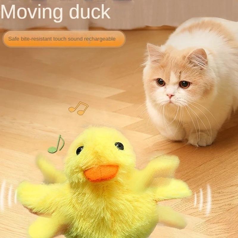 Машущая крыльями утка, игрушки для кошек, интерактивные электрические игрушки-птицы, моющаяся плюшевая игрушка для кошек, датчик вибрации, игрушка для игры кошек