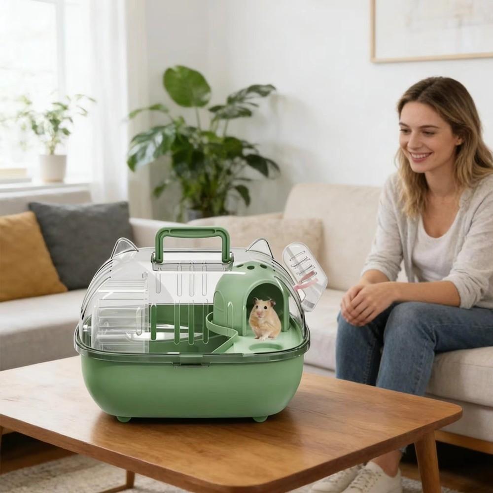 Transparent Cover Hamster Carrier Box Large Space Hamster Habitat Travel Hamster Cage Car Outing