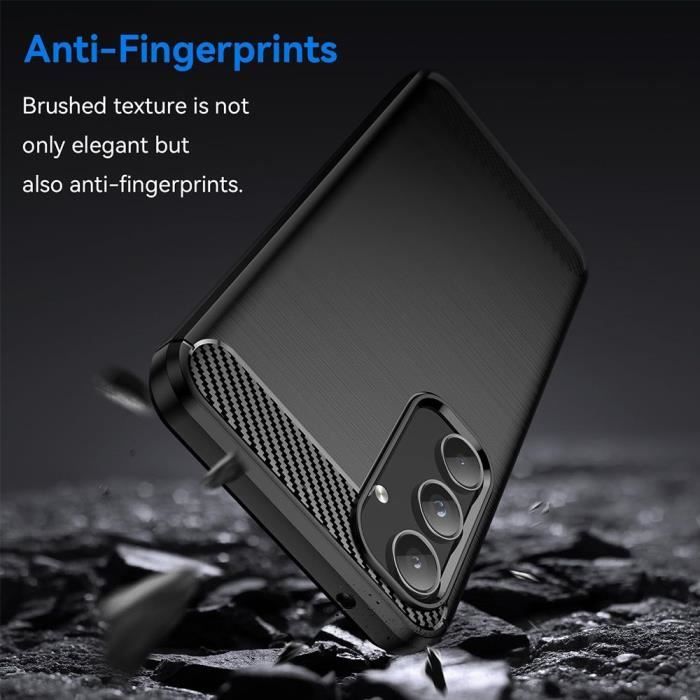 Coque pour Samsung Galaxy A55 5G - Noir - 2 Verres Trempés - Protection Fibre de Carbone - Résistant aux Chutes