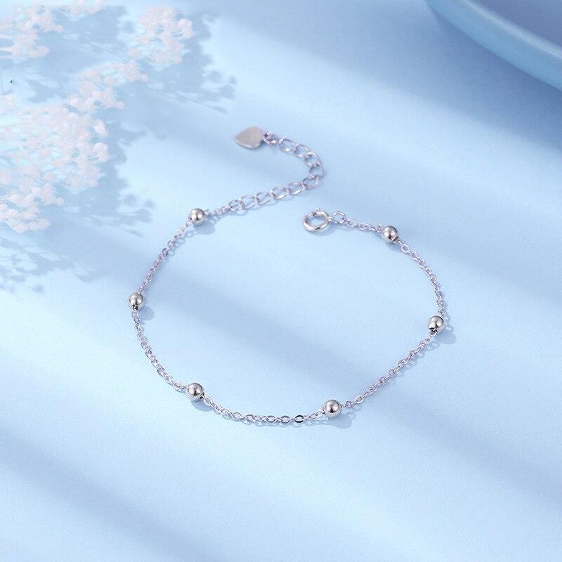 Inzatt Real 925 Sterling Silver Spacer Бусина Цепочка Браслет Минималистский Изящные Украшения Для Женщин День Рождения Аксессуары Подарок