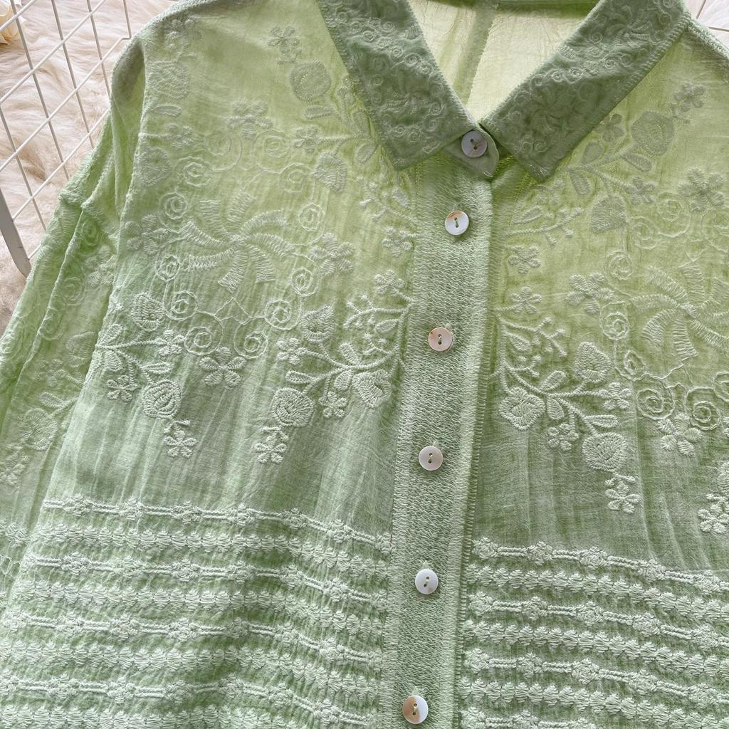 Dimanaf 2025 Весна Рубашка Женская Кружевная Блузка Короткий Рукав Модные Топы Футболки Свободные Белые Зеленые Футболки Новые