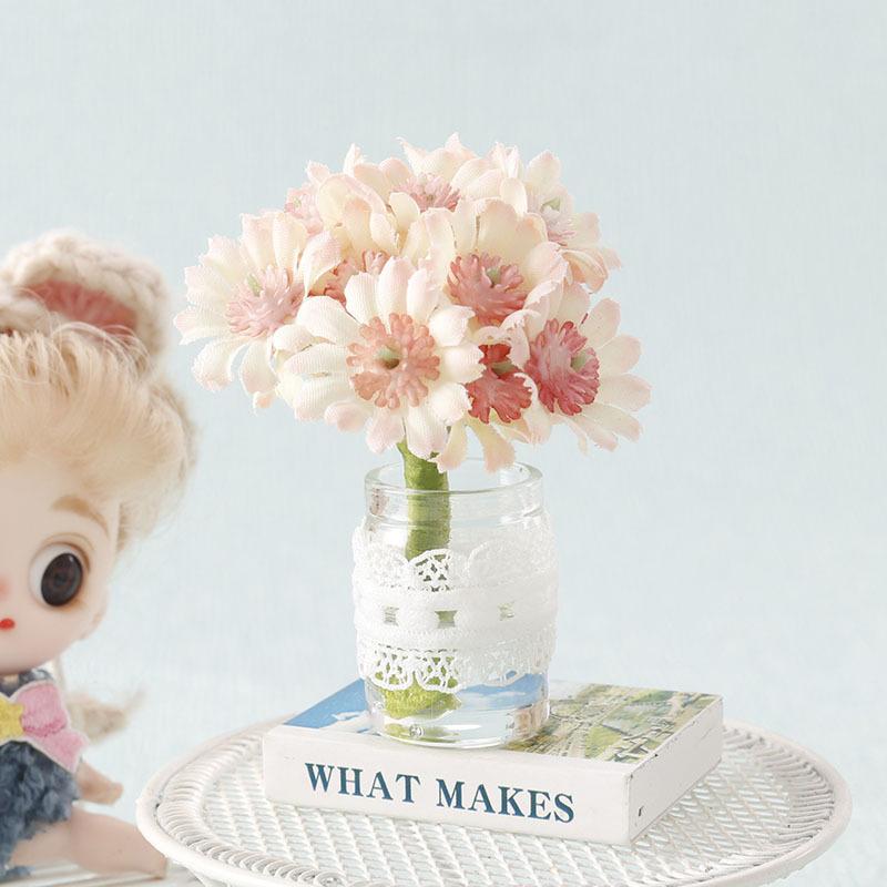 1:12 кукольных хризантем ваза для цветов в горшке модель кукольного домика миниатюрное украшение для дома микросцена цветочная композиция