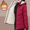 2024 Winter Plus Velvet Hooded Cotton Jacket for Middle-aged Moms - Thick, Warm Outerwear