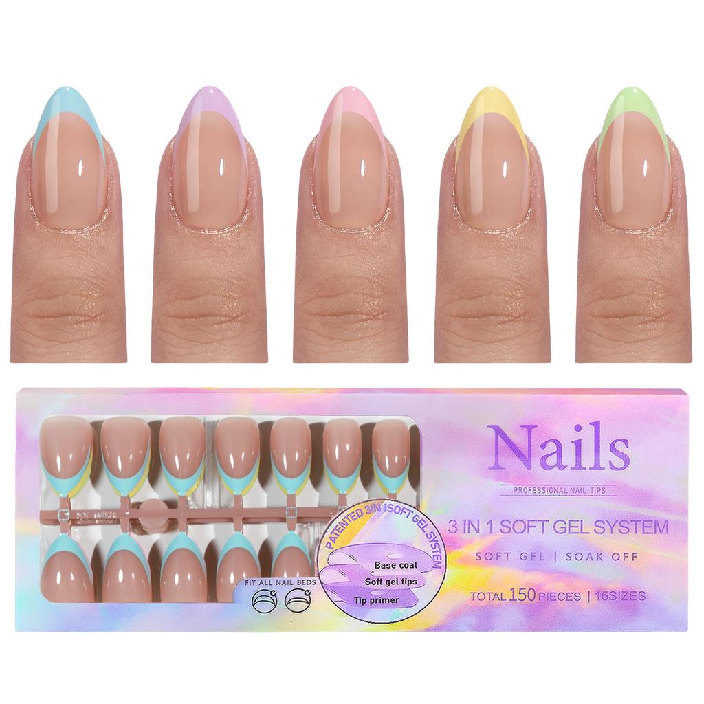 Накладные ногти с французским типом Съемные накладные ногти Накладные ногти с полным покрытием Искусственные накладные ногти Маникюрные принадлежности