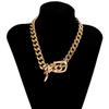 Ingemark Exaggerated Heavy Metal Belt Choker Necklace for Women Punk Thick Chunky Clavicle Chain Grunge Jewelry Steampunk Men