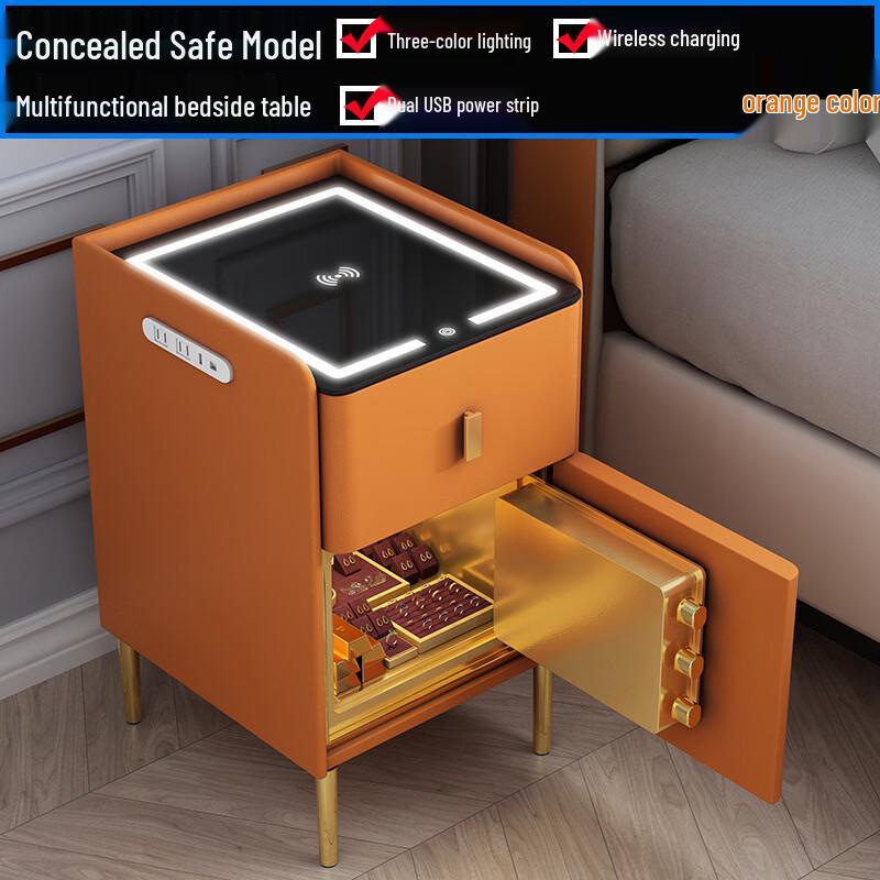 SMVP Smart Bedside Table Safe with Wireless Charging and USB Ports