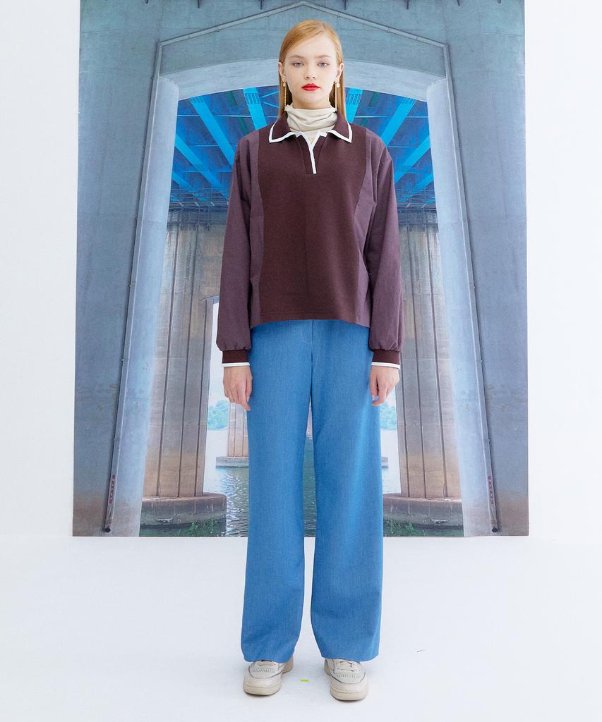 THE STUDIO K Pique Long Sleeve Top_Brown