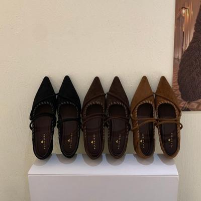 Замшевые ретро Мэри Джейн с острым носком, с небольшой скрытой платформой, маленькие одинарные туфли, осень 2025, новые, универсальные, ленивые, на каблуке-рюмочке, женские туфли