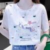 Women Summer Short Sleeve O Neck Cartoon Embroidery Fashion T Shirt Blouse Top