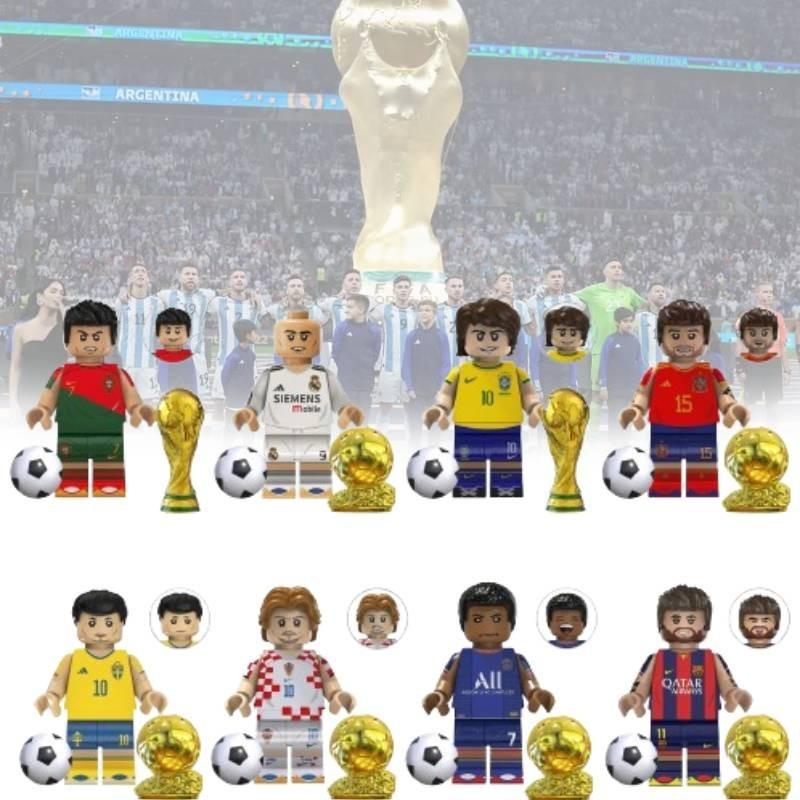 Soccer Star Series Team Building Blocks Set Small Plastic Pieces