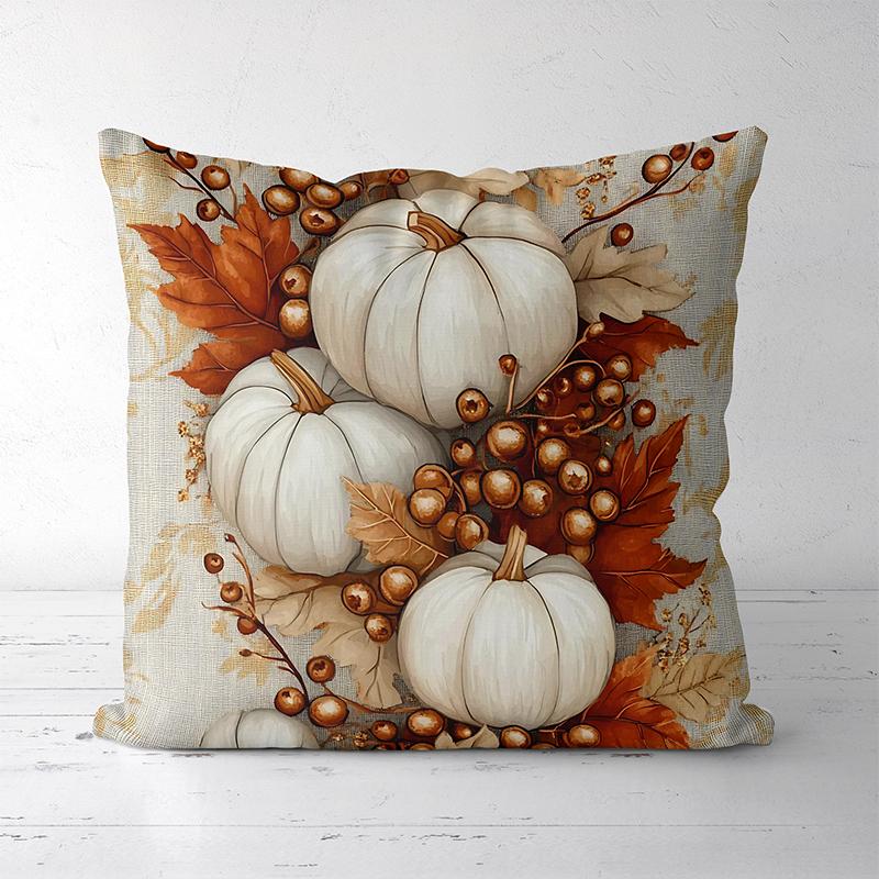 2D Плоская Печать Осенние Тыквы Листья Ягоды Декоративные Наволочки Полиэстер Наволочка Диван Декоративная Наволочка