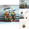 Cute Watercolor Bird Group Glass Keychain With Alloy Attachment For Gift And Accessory