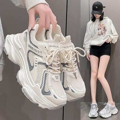 Мода Новые Кроссовки Женские Увеличивающие Рост Толстые Кроссовки Весна Осень Новые Кожаные Туфли Разноцветные Повседневные Популярные Кроссовки Роскошные