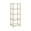 Shelf, 5-Tier Ladder Shelf, Narrow Glass Shelf For Bedroom, Bathroom, Home Office, Tempered Glass, Steel Frame, With
