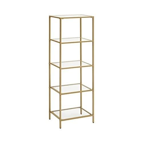 Shelf, 5-Tier Ladder Shelf, Narrow Glass Shelf For Bedroom, Bathroom, Home Office, Tempered Glass, Steel Frame, With