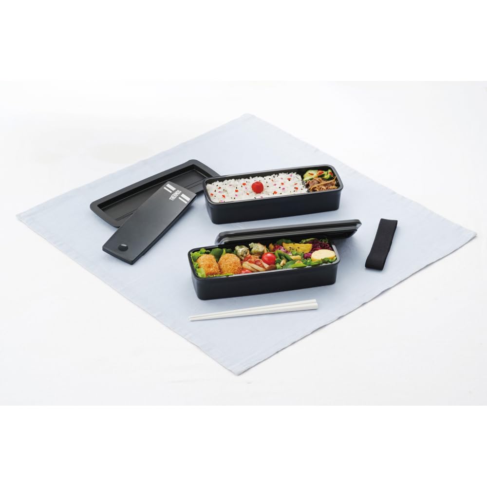 Термос Bento Box 2 Tier Fresh Lunch Box с хаши 980 мл Черный Серебристый DJS-981W BKSL