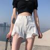 Летние брюки Классика и минимализм Мода Универсальные черные женские с высокой талией Свободные летние тонкие мешковины Широкие шорты из денима Son
