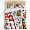 Британские граффити Лондон Культура Мультяшный дудл Пододеяльник 3 предмета Постельное белье Домашний текстиль Покрывало Наволочки Без простыни