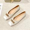 Korean Style Single Shoe Women's 2024 Spring New Fashion Small Fragrance Square Headed Simple Shallow Mouth Soft Sole Flat Shoes