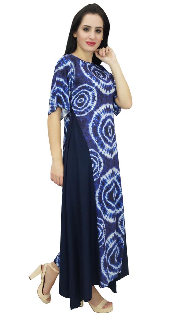 Bimba Женское летнее повседневное платье макси в стиле бохо с принтом «шибори»-10