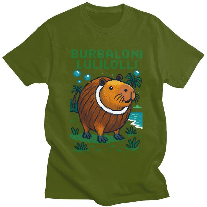Мужская футболка Burbaloni Luliloli Capybara Итальянский Мем Brainrot Хлопок Короткий рукав Свободный крой Уличная одежда