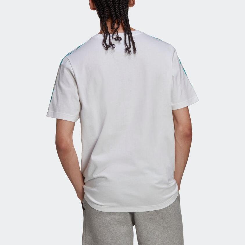 Adidas Оригинальная футболка с камуфляжным рисунком трилистника и полоской с мягкой подкладкой, мужские топы с короткими рукавами, белые HF4892