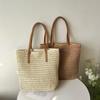 Zipper Beach Bag Bohemian Style Raffia Shoulder Bag Simple Weave Straw Tote Bag  Shopping