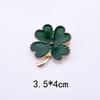 Natural Four-Leaf Clover Enamel Heart Brooch – Anti-Exposure Pin