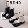Girls' Leather Boots Autumn and Winter Children's Fashion Boots Princess Shoes Baby Soft Sole Small Leather Boots