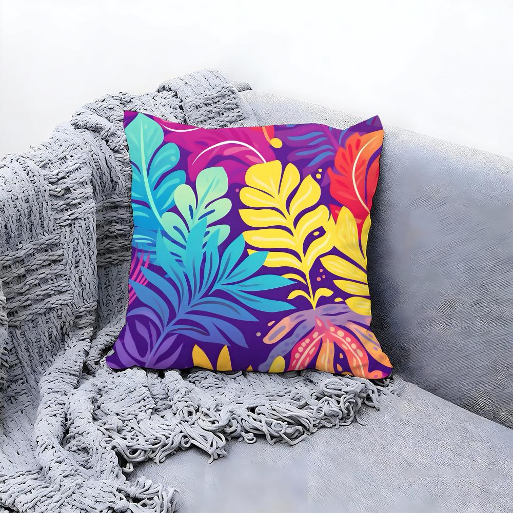 Natural Artistic Leaves Pattern Cushion Cover Premium Comfort Reversible Pillow Cove in One Design for Any Room  Car Interior