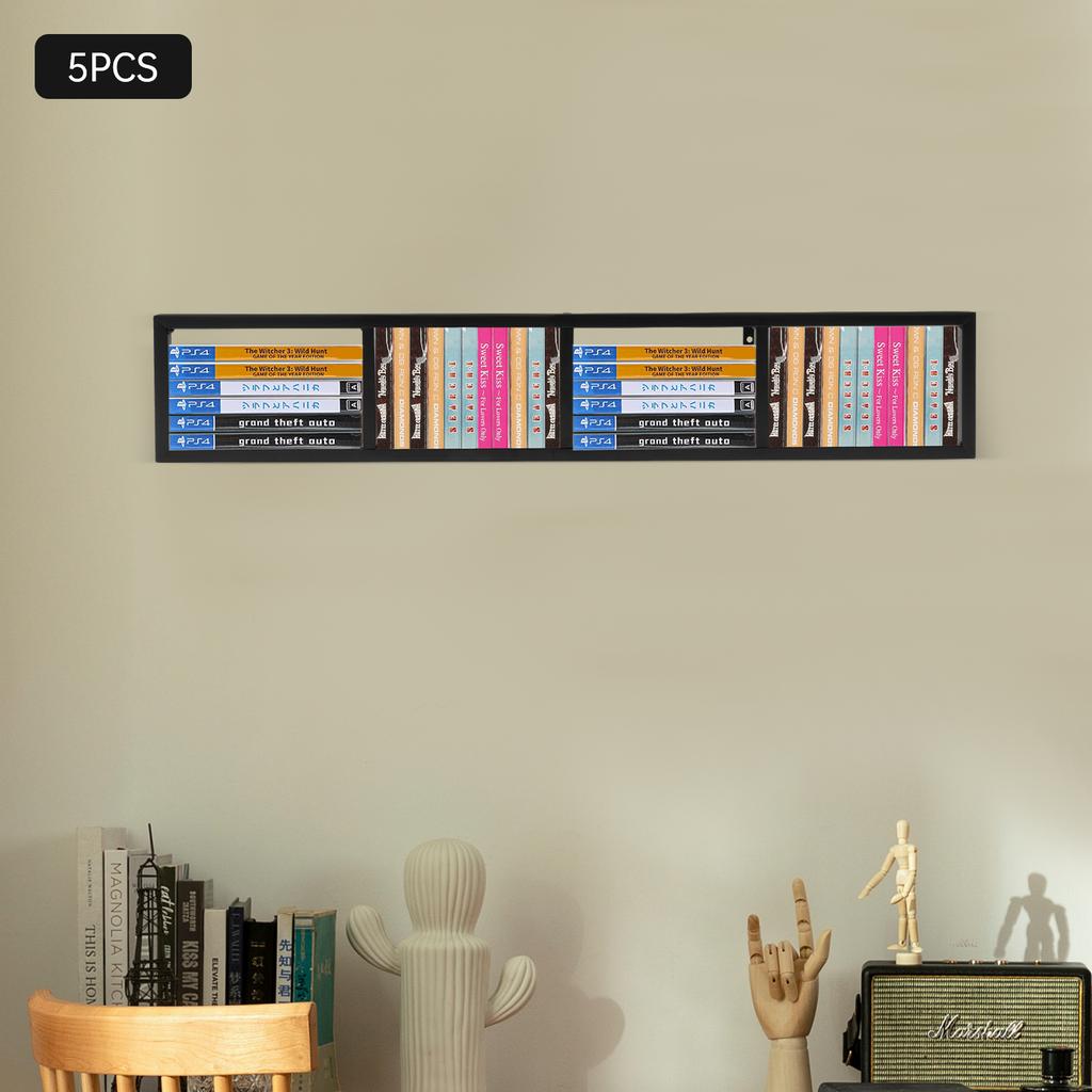 5 шт. 34-дюймовая металлическая полка для хранения CD/DVD, настенная стойка-органайзер для медиа для видеоигр, фильмов, организации музыкальной коллекции