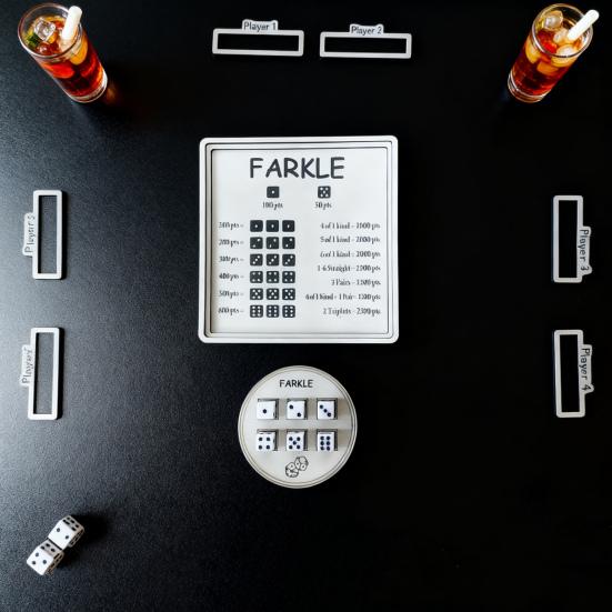 Farkle Dice Классический Набор Настольной Игры с Лоточком и Кейсом для Хранения Встроенный Подсчет Очков Комбинации Табло Семейный