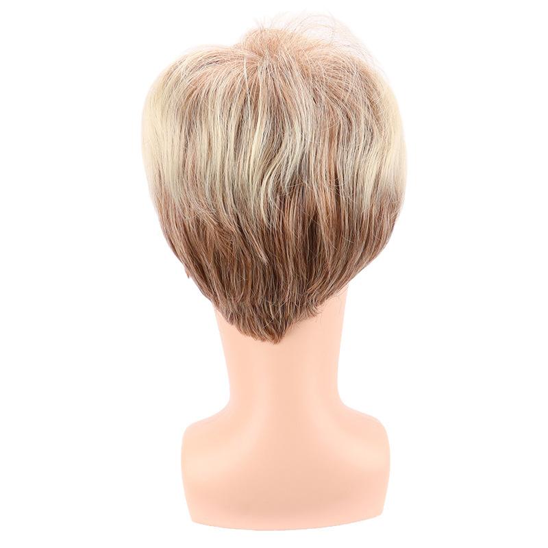 Synthetic Casual Hair Short Blonde Wig for Men Male Wig with Bangs Curly Hairstyle Natural Pixie Cut Wigs Cosplay Heat Resistant