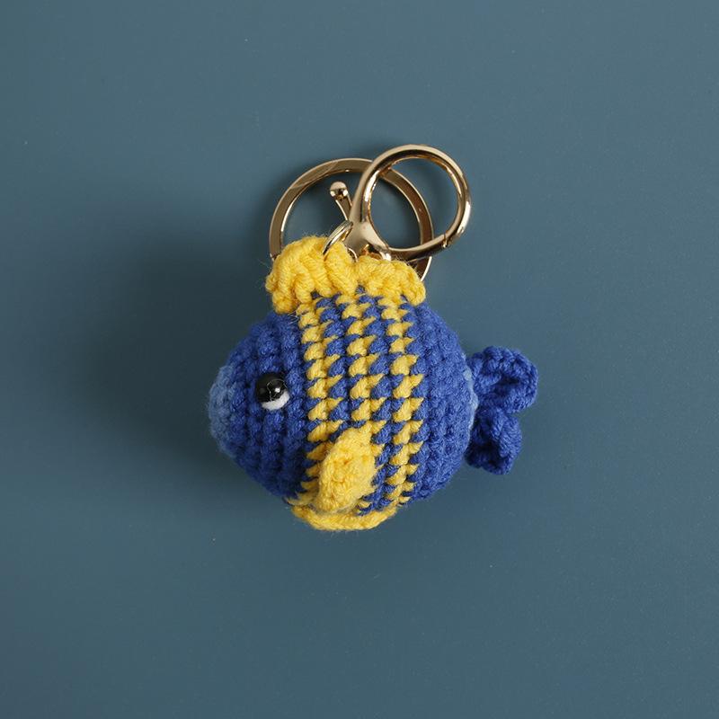 Funny Crocodile Design Crochet Keychain Handmaking Knitted Cartoon Crocodile Doll Keyrings Knitted Squid Cute Keyrings Wholesale